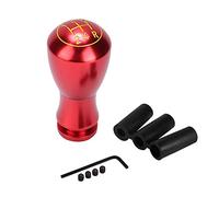 DIRBAK 5 Speed Gear Shift Knob Manual or Automatic Transmission Aluminum Alloy with 3 Rubber Gasket Adapters for Easy Fitment (Red)