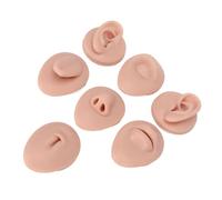 DIRBAK 7-Piece Reusable Silicone Anatomy Practice Set - Realistic Ear, Eye, Nose, Mouth, Tongue & Navel Units for Piercing Training & Acupuncture Education (Medium Skin Color)