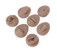 DIRBAK 7-Piece Reusable Silicone Anatomy Practice Set - Realistic Ear, Eye, Nose, Mouth, Tongue & Navel Units for Piercing Training & Acupuncture Education (Deep Skin Tone)