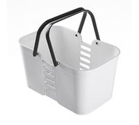 DIRBAK Bathroom Storage Basket Plastic Handheld Large Capacity Draining Heightened Square Toiletry Basket for Bathroom Organizing