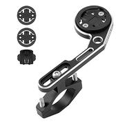 DIRBAK Bike Computer Mount Adjustable Out Front Handlebar Holder with Camera Adapter Light Mount for Aluminum Alloy Durable Black Blue Red Silver 11cm 5cm 5cm (Black & Silver)