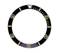 DIRBAK Bisel de reloj Insertar bucle Piezas de repuesto Cerámica de alto grado Antidesgaste Rayado brillante para relojes de lujo Negro Azul Té Verde Oro 38 mm (Financial aid)