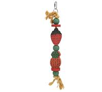 DIRBAK Bloques de madera para morder en forma de fresa para masticar loros, cuerda para masticar pájaros para jaula, material natural, colores brillantes, diseño divertido, alivio del