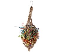 DIRBAK Bolsa de malla de papel triturado para loros, jaula colorida para masticar sin pájaros, ejercicio para morder y masticar, para loros y otras aves, cuerda de cáñamo, papel