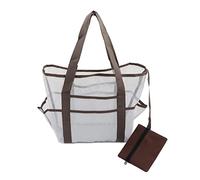 DIRBAK Bolsa de playa de malla, bolso de playa de tela Oxford plegable de gran capacidad con bolsillos para almacenamiento de viajes de vacaciones familiares
