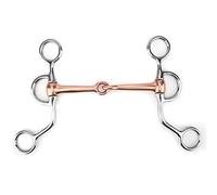 DIRBAK Broca de entrenamiento para masticar caballos, acero inoxidable, cobre, boca articulada, brocas ecuestres, ayudas direccionales ligeras, soporte lateral para entrenamiento de