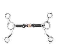DIRBAK Broca de mordaza de acero inoxidable para masticar caballos con boca de acero negro, anillo suelto ecuestre, mordaza completa para mejillas, anillo en D, mordaza, brocas para