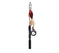 DIRBAK Caña de pescar para gatos, interactiva, duradera, resistente a las mordeduras, varita con plumas para gatos en interiores y exteriores, material de algodón ABS, 74 cm de longitud