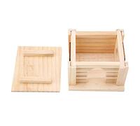 DIRBAK Casa de hámster de madera natural, cabaña con parte superior plana, jaula para mascotas pequeñas, duradera, a prueba de humedad, inodoro, cálida con techo extraíble y ventanas