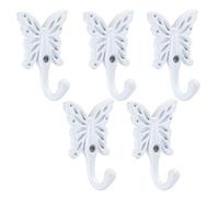 DIRBAK Clothes Hook Wardrobe Single Hook Bow Type European Retro Zinc Alloy White Hooks for Hanging Clothes and Decorations 35mm x 55mm 5PCs
