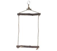 DIRBAK Columpio de cuerda de cáñamo para pájaros, soporte de madera natural, no duradero, fuerte, para loros