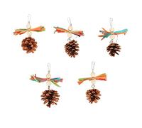 DIRBAK Cono de pino para masticar, mordedura natural, pájaro colgante para loros, cacatúas, periquitos, hecho de troncos, piñas, rafia, tamaño 5,1x5,1 pulgadas, 5 uds.
