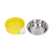DIRBAK Cuenco colgante para comida para mascotas, de acero inoxidable, engrosamiento, jaula fija para mascotas, cuenco individual para gatos, perros, alimentación cómoda, fácil de
