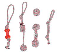 DIRBAK Cuerda de algodón para mascotas, interactiva, colorida, lavable, para masticar perros para limpieza de dientes, tiempo de juego para cachorros, cuerda de algodón natural, paquete