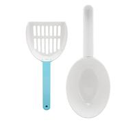 DIRBAK Double Layer Cat Litter Scooper, 4 Piece Detachable Kitty Poop Shovel with Holder, ABS Material Portable Sifting Scoop for Efficient Clump Removal and Litter Box Cleaning