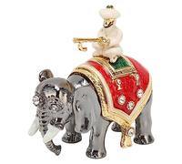 DIRBAK Elephant Box Innovadora caja de baratijas de metal pintada a mano con diamantes de imitación para pendientes de anillo para decoración del dormitorio del hogar Aleación de zinc