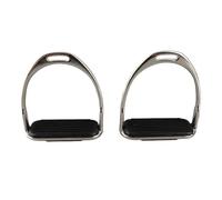DIRBAK Estribos para caballos de hierro con almohadillas de goma negras Estribos ecuestres resistentes para jinetes adultos Material de hierro duradero Color plateado 120 mm de ancho Par