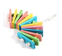 DIRBAK Jaula de madera colorida para mascotas, pájaros, loros, masticables, cacatúas, periquitos, columpio para jugar, nuevo, no respetuoso con el medio ambiente, seguro, duradero,