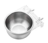 DIRBAK Jaula para pájaros, alimentador de agua y comida, estante para cuencos, accesorios para jaula de periquitos y loros, plataforma de percha acrílica de acero inoxidable duradero,
