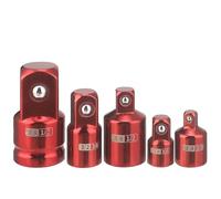 DIRBAK Juego de adaptadores de Vaso de impacto de 5 piezas Juego de conversión de Llave de impacto resistente de Acero CRV Reductor de Vaso para herramientas de garaje automotriz Rojo 5