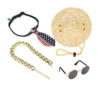 DIRBAK Juego de Gafas para Gatos, 4 Piezas, Accesorios Elegantes y Lindos para Cachorros y Gatos, Sombrero de Paja, Corbata, Collar para Vestir, Decoraciones para Fiestas, como se
