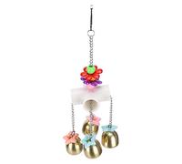 DIRBAK Lindos loros juego de pájaros mordedura colgante campana jaula de pájaros accesorios de decoración colorido brillante metal plástico seguro no para loros pájaros jaula decoración