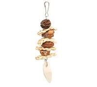 DIRBAK Masticar pájaros Hecho a mano Hojas de maíz natural Nueces Sepia Hueso Loro Mordedura colgante Gancho de acero inoxidable para jaula Pico Molienda Suplemento de salud