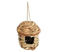 DIRBAK Nido de pájaro tejido de hierba, pequeña casa colgante decorativa para pájaros para colibríes, jardín, interior, exterior, material de hierba seca, 5,3x10,6 pulgadas