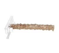 DIRBAK Perca de madera portátil para exteriores para loros, barra de pie para ducha de pájaros para mascotas de 30CM con ventosa para bañarse y tomar el sol, acrílico, madera de pimienta