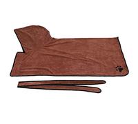 DIRBAK Pet Absorbent Bathrobe, Quick Drying Dog Cat Bath Towel Robe with Hood and Adjustable Belt, Brown (XL)