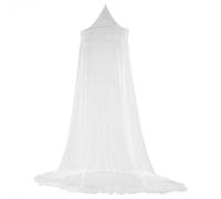 DIRBAK Princess Dome Bed Canopy, Round Lace Netting, for Bedroom Decor, Pink Green Blue White, Fits Twin Full Queen 1.5 to 1.8m Bed 2.4m H 8.5m Base (Blanca)