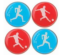 DIRBAK Referee Toss Disc Set 4PC, 35mm Metal Mirror Finish Referee Disc, Two Sided Toss token Blue Red, For Soccer Volleyball Table Tennis