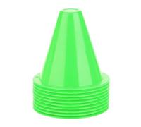 DIRBAK Soccer Cones 10 Pack, PE Plastic Agility Markers 8.5x8.5 cm, Square Base Multicolor Yellow Blue Green Orange Red, for Adult Drills (Verde)