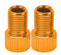 DIRBAK to Schrader Valve Converter, Durable Aluminum Alloy, 2pcs Set 15x9.5mm, for Bicycle Tire Inflation, Ideal for Mountain Bike Riders (Golden Yellow)