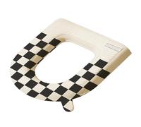 DIRBAK Toilet Seat Cover Pad, Water Checkerboard Print, Washable Padded Mat, Soft Warm Comfortable Universal Fit for Home Bathroom, EVA Material 15.4x16.9 Inches.