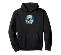 Dire Wolf Howling Fractured Moon Winter Pullover Hoodie