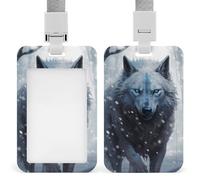 Dire Wolf with Deep Eye Funny ID Badge Holder with Detachable Neck Lanyards Vertical Card for Offices Men Women