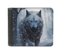 Dire Wolf with Deep Eye Funny Wallet for Men RFID Blocking Bifold Wallet Soft Billfold with Card Slots Custom Gifts