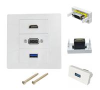 Direct Connecting VGA HDTV USB Wall Mount Panel 86mm Wall Outlet Video Socket for Video Sound Transmission VGA USB