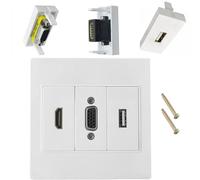 Direct Connecting VGA HDTV USB Wall Mount Panel 86mm Wall Outlet Video Socket for Video Sound Transmission VGA USB