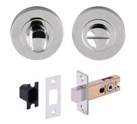 DIRECT DOOR HANDLES® Bathroom Toilet Door Thumb Turn Lock and Emergency Release Deadbolt Kit - Polished Chrome Finish - Deadbolt 64mm Overall