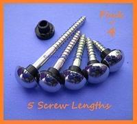 direct-fittingsuk 4x Mirror Screws, 5 Screw Lengths. Polished/Safety Washers CHROME DOME CAP/COVERS. (4x 1-1/4" Screw/CHROME dome + Washers)