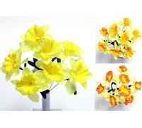 Direct Florist Supplies - 33cm Daffodil/Daff Bush - Artificial Silk Flower Floral Arrangment Spring Mothers Day Decoration (Bright Yellow)