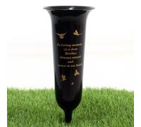 Direct Florist Supplies - Black Plastic Memorial Grave Vase - Various Names Available Verse Graveside Remembrance (Black, Brother)