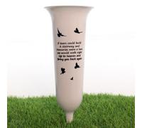 Direct Florist Supplies - Black Plastic Memorial Grave Vase - Various Names Available Verse Graveside Remembrance (White, Stairway To Heaven)
