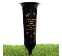 Direct Florist Supplies - Black Plastic Memorial Grave Vase - Various Names Available Verse Graveside Remembrance (Black, Mum)