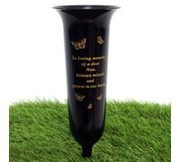 Direct Florist Supplies - Black Plastic Memorial Grave Vase - Various Names Available Verse Graveside Remembrance (Black, Nan)