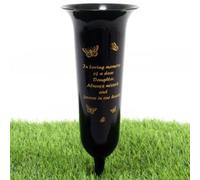 Direct Florist Supplies - Black Plastic Memorial Grave Vase - Various Names Available Verse Graveside Remembrance (Black, Daughter)