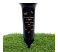 Direct Florist Supplies - Black Plastic Memorial Grave Vase - Various Names Available Verse Graveside Remembrance (Black, Gran)