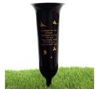 Direct Florist Supplies - Black Plastic Memorial Grave Vase - Various Names Available Verse Graveside Remembrance (Black, Goodbyes)